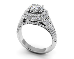 Deluxe Double Halo Diamond Engagement Ring Style BDMS227-A